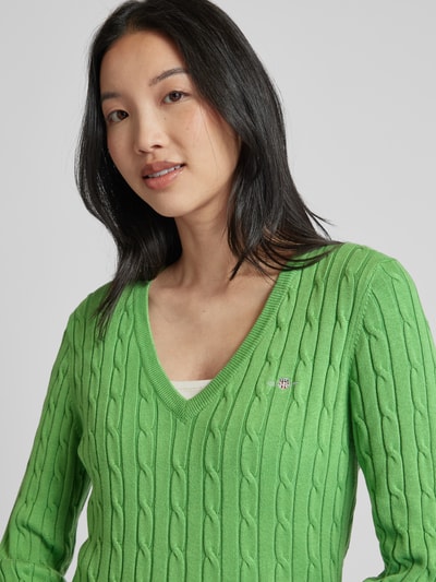 Gant Gebreide pullover met kabelpatroon Groen - 3