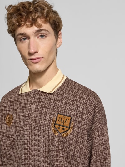 Don´t Waste Culture Poloshirt mit gerippten Abschlüssen Modell 'Alethea' Mittelbraun 3