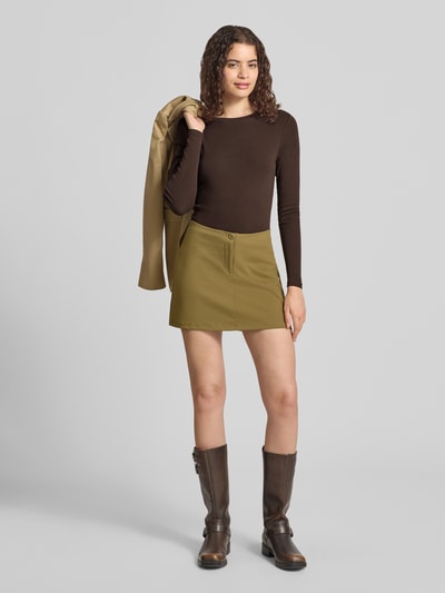 ONLY Regular Fit Langarmshirt aus Baumwoll-Mix Modell 'RILEY' Dunkelbraun 1