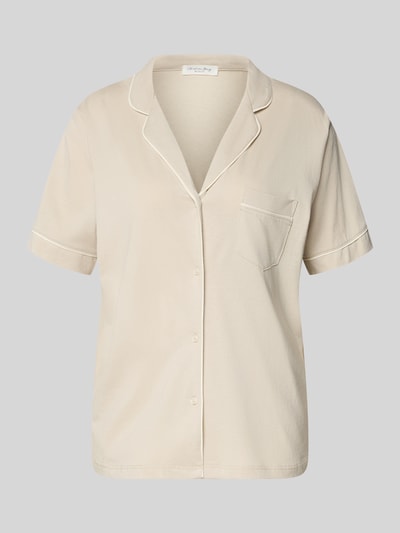 Productfoto, Pyjama-Oberteil met reverskraag en borstzak van Christian Berg Woman in beige katoen-modal-mix, regular fit, knoopsluiting