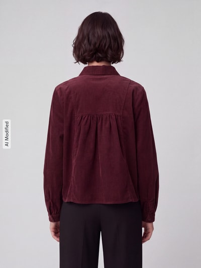 Marc O'Polo DENIM Bluzka z długim rękawem o kroju regular fit z czystej bawełny Bordowy 5
