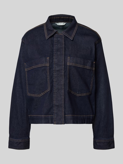 Produktfoto, Regular Fit Jeansjacke aus Baumwoll-Mix von Tom Tailor, denim, krój regular fit, twill, kieszone, długi rękaw, stębnowanie, motyw haft, kołnierzyk, zapięcie na napy