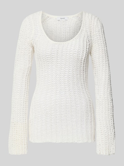 Produktfoto, Regular Fit Pullover in Häkel-Optik Modell 'Fenja' von Topshop, bawełniany miks, półprzezroczysta faktura, kolor biały