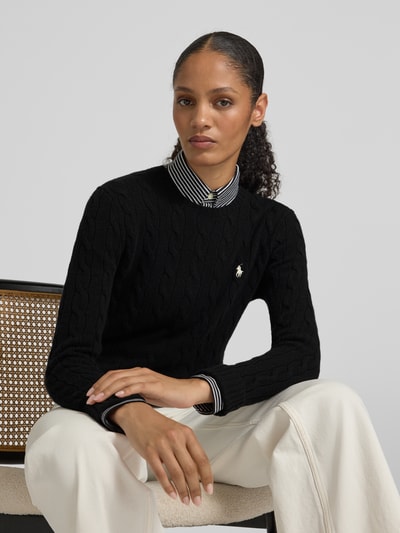 Polo Ralph Lauren Gebreide pullover van een mix van wol en kasjmier, model 'JULIANNA' Zwart - 3