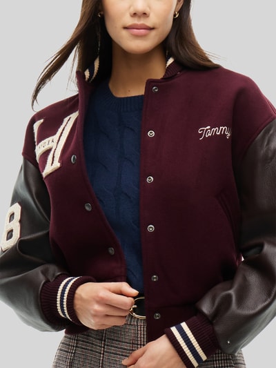 Tommy Hilfiger Krój relaxed fit kurtka skórzana z mieszanka wełny Ciemnoczerwony 6