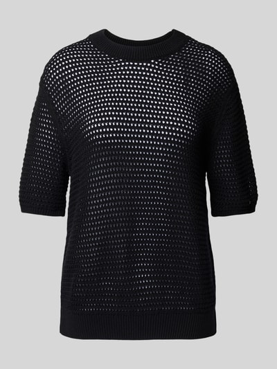 Tommy Hilfiger Sweter szydełkowy o kroju regular fit z mieszanki bawełny Czarny 2