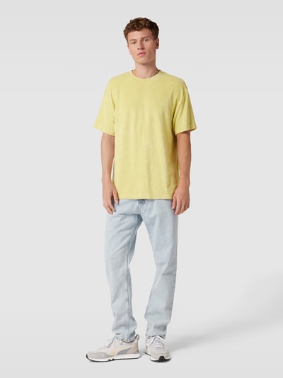 Calvin Klein Jeans T-shirt met labeldetail, model 'TOWELLING' Lichtgeel - 1