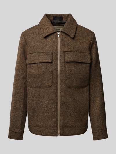 Jack & Jones Premium Regular fit overhemdjack met ritssluiting, model 'BLURUSSEL' Lichtbruin - 2