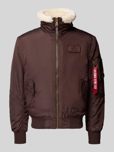 Alpha Industries Bomberjacke mit Reißverschluss und Label-Patch Mittelbraun 2