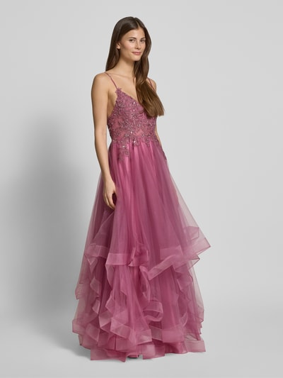 Mascara Abendkleid mit Ziersteinbesatz Rosa 1