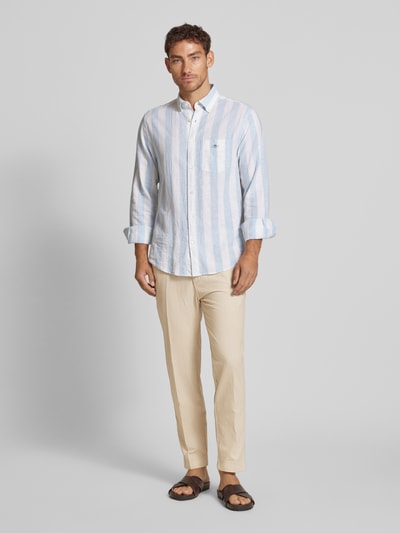CINQUE Tapered Fit Leinenchino mit Bügelfalten Modell 'JULI-O' Beige 1