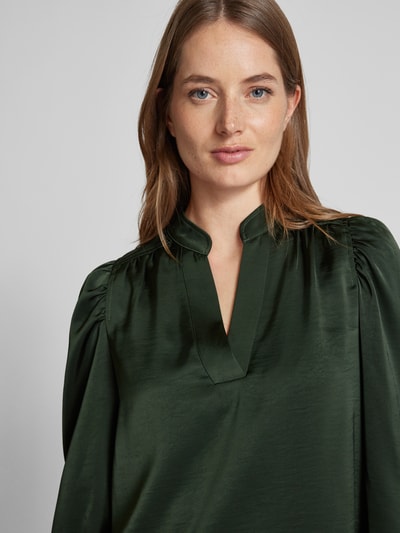 Neo Noir Regular fit blouse met V-hals, model 'Rosslyn' Donkergroen - 3