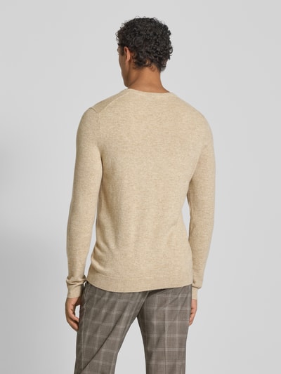 Christian Berg Men Kaschmirpullover mit V-Ausschnitt Camel Melange 5