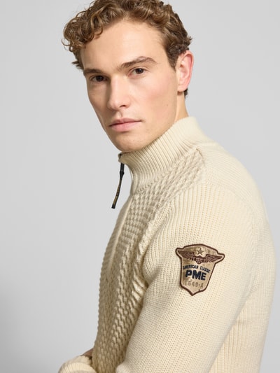 PME Legend Strickpullover mit gerippten Abschlüssen Offwhite 3