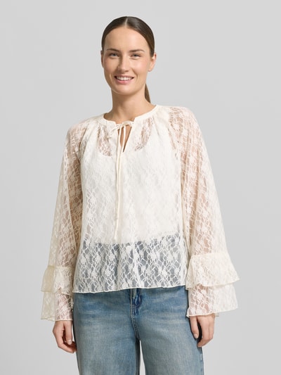 VERO MODA Koszula z długim rękawem w koronkowym wyglądzie w kroju regular fit model 'LOULOU' Złamany biały 4