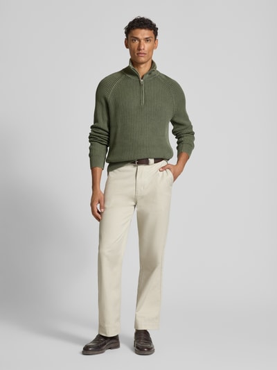 MCNEAL Gebreide pullover met ribboorden Olijfgroen - 1