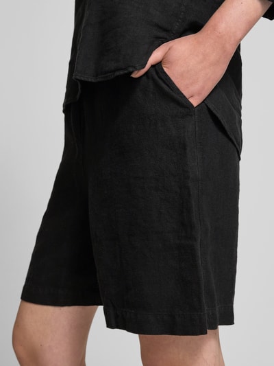MOS MOSH Regular Fit Leinenshorts mit elastischem Bund Modell 'Emmie' Black 3