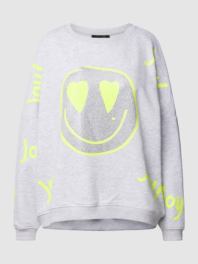 miss goodlife Sweatshirt mit Strasssteinbesatz Modell 'JOY' Hellgrau Melange 2