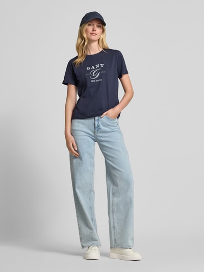 Gant T-Shirt mit Label-Print Marine 1