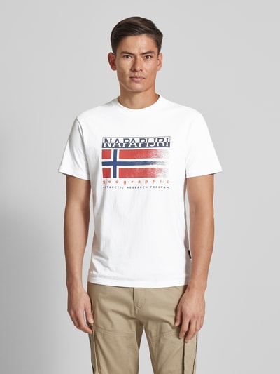 Napapijri T-shirt z nadrukiem z logo i napisem model ‘S-KREIS’ Biały 4