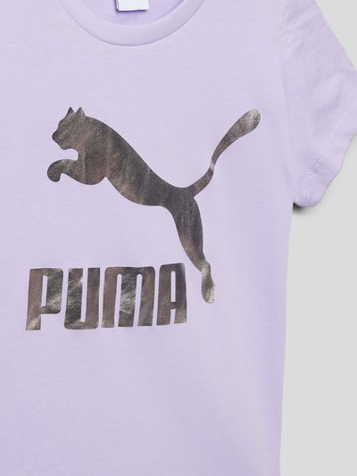 Puma T-shirt met labelprint, model 'Classics' Lila - 2