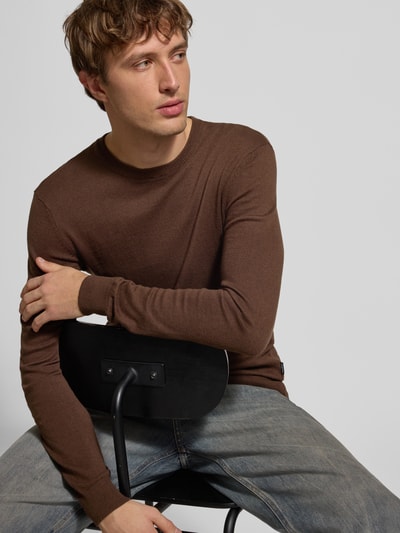 Blend Strickpullover mit Rundhalsausschnitt Modell 'BAGGE' Mittelbraun 3