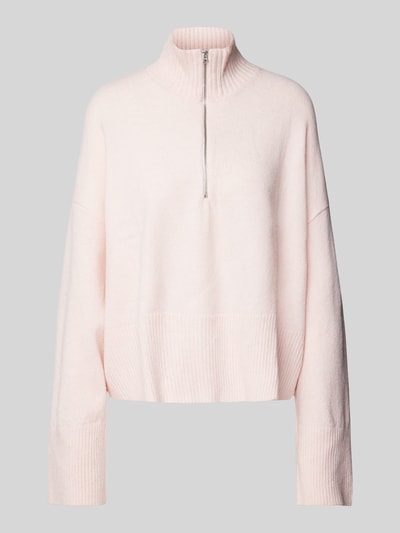 Review Oversized gebreide pullover met ribboorden Rosé - 2