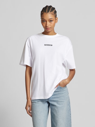 Review Oversized T-shirt met labelprint Wit - 4