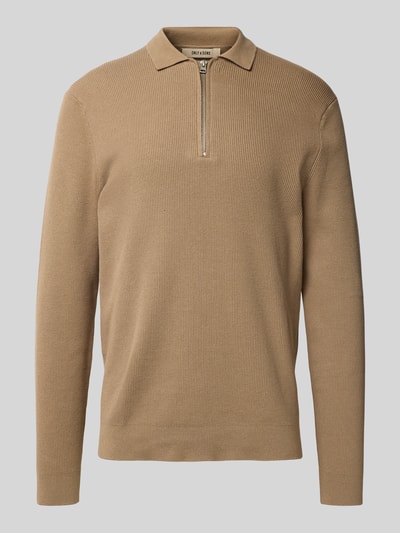 Only & Sons Regular fit gebreide pullover van katoenmix, model 'PHIL' Lichtbruin - 2