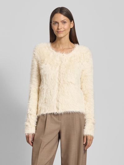 Vero Moda Regular Fit Strickjacke in Kunstfell-Optik Modell 'FLUFFY' Ecru 4