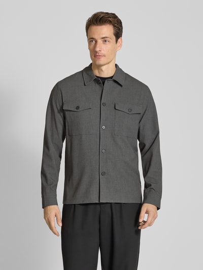 Lindbergh Overhemdjack met knoopsluiting Middengrijs - 4
