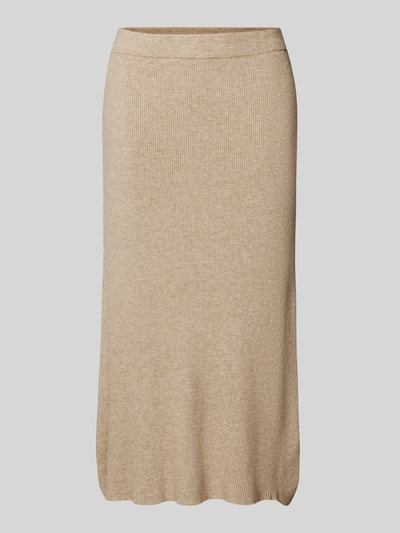 Vila Knielanger Strickrock mit elastischem Bund Modell 'COMFY' Beige 2