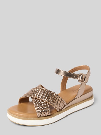INUOVO Sandalette aus Leder in Flecht-Optik Metallic Braun 1