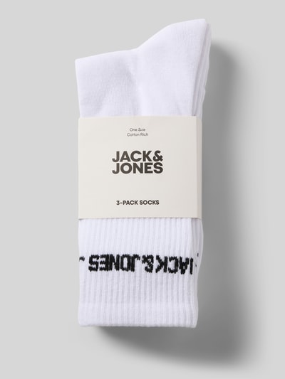 Jack & Jones Sokken met logostitching in een set van 3 paar, model 'Melvin' Wit - 3