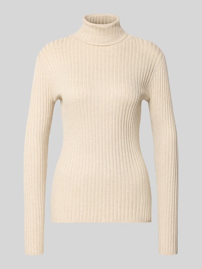Soyaconcept Rollkragenpullover mit Rippstrickstruktur Sand 1