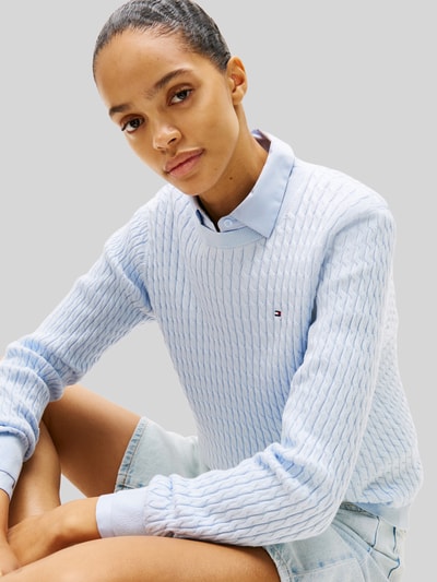 Tommy Hilfiger Regular Fit Pullover aus reiner Baumwolle ' Hellblau 3