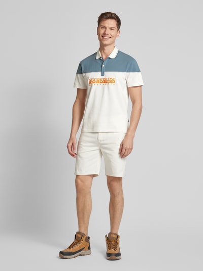 Napapijri Regular fit poloshirt met labelstitching, model 'SATURNIA' Offwhite - 1