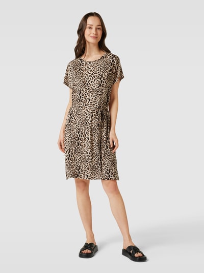 Christian Berg Woman Knielanges Kleid mit Animal-Print Sand 1