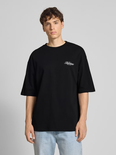 REVIEW Oversized T-shirt met labelprint Zwart - 4