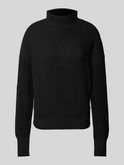 QS Gebreide pullover met opstaande kraag Zwart - 2