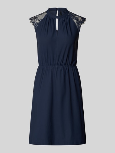 VERO MODA Tailliertes Freizeitkleid mit Spitzenbesatz Modell 'MILLA' Dunkelblau 2