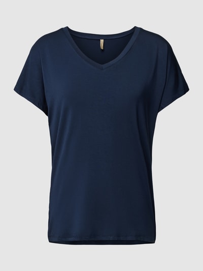 Soyaconcept T-shirt met labeldetail, model 'Marcia' Donkerblauw - 2