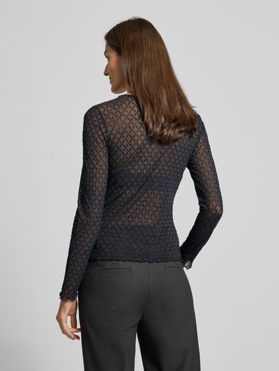 Jake*s Collection Longsleeve in semitransparentem Design Black 5