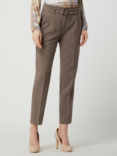 Cambio Korte stoffen broek met riem, model 'Kara' Taupe - 4