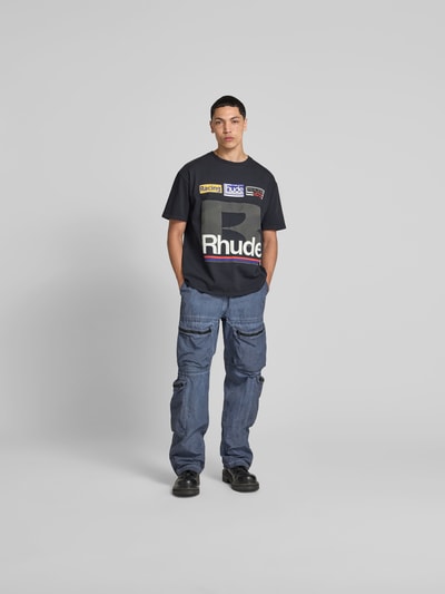RHUDE T-Shirt mit Label-Print Black 1