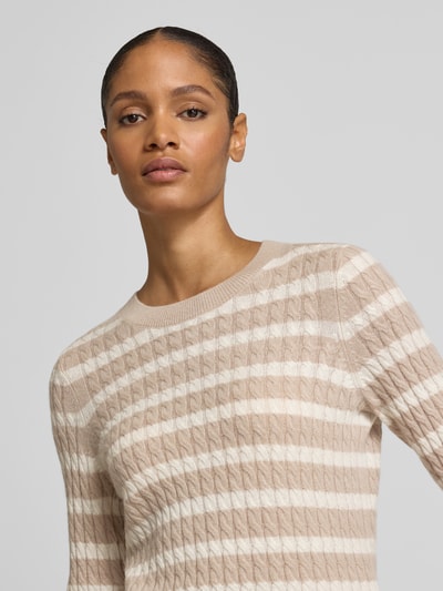 Christian Berg Woman Strickpullover aus Kaschmir mit Rundhalsausschnitt Beige 3