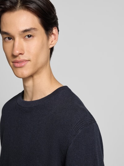 Tom Tailor Regular fit gebreide pullover van zuiver katoen Marineblauw - 3