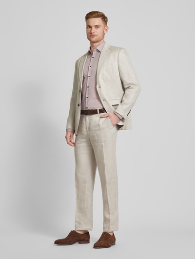 OLYMP No. Six Super Slim Fit Business-Hemd mit Allover-Muster Sand 1