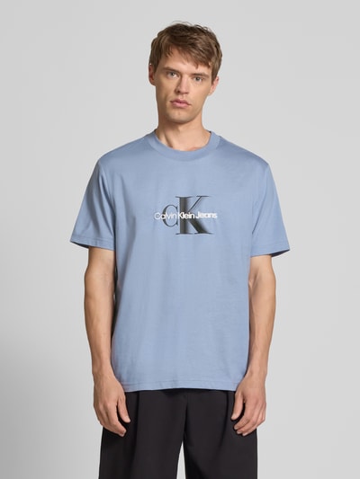 Calvin Klein Jeans T-Shirt mit Label-Print und Rundhalsausschnitt Hellblau 4