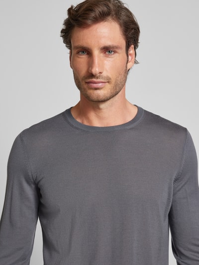 BOSS Gebreide pullover met structuurmotief, model 'Leno' Antraciet - 3